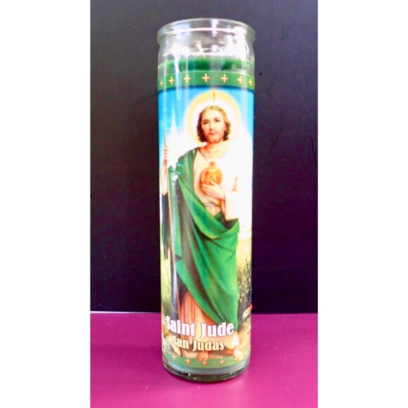 Saint Jude Candle Co. Candle English and Spanish San Judas Tadeo 8" tall New - Picture 2 of 7